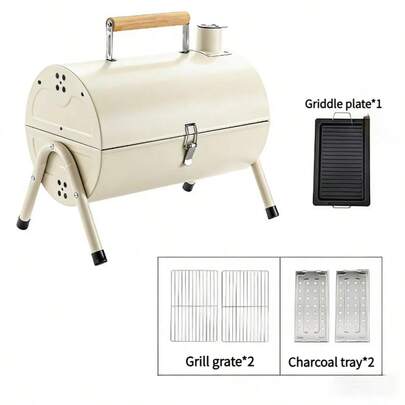 烧烤炉，便携式木炭烧烤炉，小型桌面烧烤炉，带食物托盘和烤架，适用于户外露营、家庭庭院烧烤，坚固耐用，用途广泛，易于组装