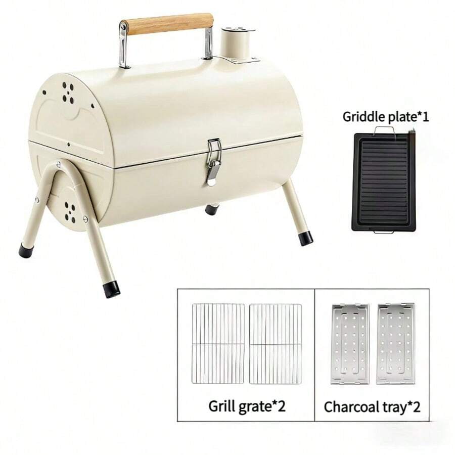 Bếp nướng BBQ, Bếp nướng than di động, Bếp nướng BBQ nhỏ để bàn kèm khay và giá đỡ thức ăn, thích hợp cho cắm trại ngoài trời, nhà cửa, sân hiên, bền chắc và đa năng, dễ lắp ráp. - vỉ nướng BBQ - Xem 1