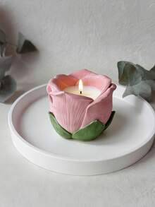 1pc 3D Lotus Silicone Candle Mold For Gypsum Concrete Casting, Candle Tray & Storage Box Making, Exquisite Petal Home Decoration Craft Silicone Mold - A - View 6