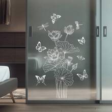 1pc White Floral & Butterfly Window Sticker, Double-Sided Transparent Static Cling Glass Decal, Suitable For Bedroom, Living Room And Corridor Display - Flowers - View 7