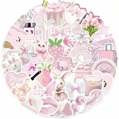 50 miếng dán màu hồng mềm mại, thẩm mỹ, vui nhộn, trang trí graffiti cho xe đạp, giày trượt patin, mũ bảo hiểm, cốc nước, đồ thể thao ngoài trời, v.v. Nhãn dán ngộ nghĩnh, đồ dùng làm sổ lưu niệm Kindle, nhãn dán máy tính xách tay.