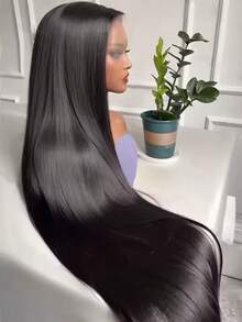 Uveous 13x4 Lace Front Wigs Human Hair 30 40 Inch Straight HD Transparent Lace Front Wigs Human Hair Pre Plucked Natural Color 200 Density With Baby Hair For Women - 黑色 - 查看 2