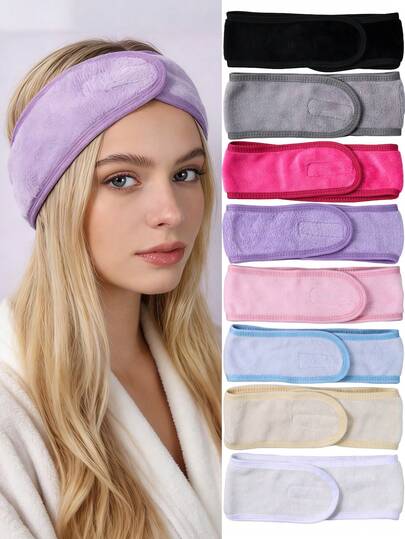 3/4/8件装女士面部SPA头带，可调节化妆头巾，带魔术贴，吸汗发巾，适用于瑜伽运动、洗脸、淋浴和日常使用