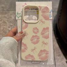 Funda para teléfono: Estampado de labios con lazo, adecuada para patrón de TPU, compatible con funda para 16 Pro, 16 Pro/14/16 Plus/15/13P/12/11. Funda protectora empresarial, atractiva, a prueba de golpes, minimalista, bonita, con estética coqueta, funda con protección caídas de grado militar, funda bonita de Pascua. - 1 pieza - Ver 8