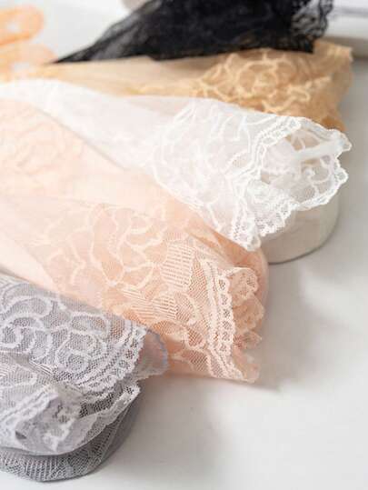 1/3/5pcs Women Lace Ankle Socks, Thin Casual Short Socks For Summer, Breathable Moisture-Wicking Socks For Loafers