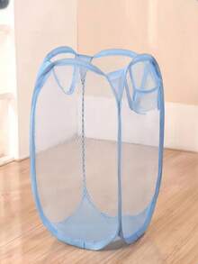 Foldable Mesh Laundry Basket, Breathable Dirty Clothes Storage Basket, Toy & Miscellaneous Items Organizer - Dusty Blue - View 1