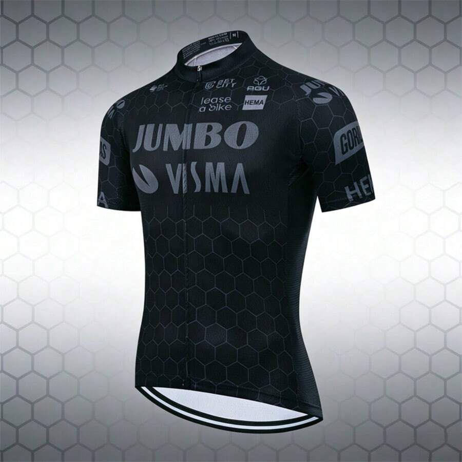 UCI BORA 1pc JUMBO Breathable Quick-Dry Men's Summer Short Sleeve Cycling Jersey - Black - View 1