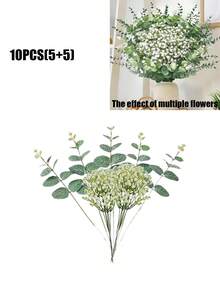 40 pezzi di rami di eucalipto artificiali misti e fiori di gipsofila con steli verdi, adatti per bouquet fai-da-te per matrimoni, decorazioni floreali, decorazioni per la casa e all'aperto, centrotavola - Multicolore - Visualizzare 12