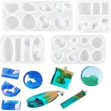 3/4/7件套海洋风情岛屿树脂硅胶模具，树脂浇铸模具，适用于珠宝制作DIY耳环、项链、钥匙扣等工艺品。 - 彩色 - 查看 11