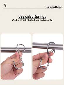 Móc kim loại hình chữ S chịu lực cao - Thiết kế khóa gài, hình cong màu bạc, móc đa năng chống gió, bền chắc, dễ lắp đặt, chống trượt, thích hợp treo cây cảnh, tủ, nhà bếp, sân vườn, v.v., giải pháp treo tiết kiệm không gian và bền lâu. - Bạc - Xem 6