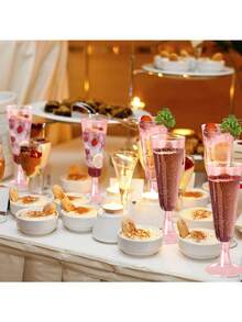 100/50/30/25/20/10/5 包装粉红香槟杯，5 盎司香槟杯，水晶杯，可重复使用鸡尾酒杯，适用于婚礼、庆典、生日派对、烘焙和饮酒场合 - 查看 8