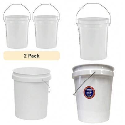 5 Gallon Round Utility Bucket With Comfort Handle White Plastic Pail
