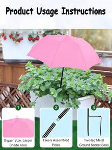 A Portable Sunshade Umbrella For Plants, Featuring An Adjustable-Height, Extendable Stake. It Protects Plants From Sunburn And Can Be Easily Anchored Into Surfaces Such As Sand Or Soil. - Multiple Styles - View 9