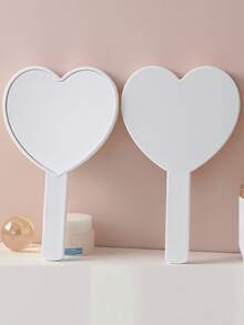 1pc Diamond Encrusted Heart-Shaped Makeup Mirror, Luxury Sparkling Crystal Rhinestone Handheld Mirror, Suitable For Travel, Home Decor Or Gift - Multicolor - View 8