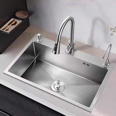 ShangPuYun Premium Stainless Steel Kitchen Sink(20x16in) , With Drain Basket & Full Drain Kit, 3-Way Installation, Ideal For Kitchen, RV & Laundry Room