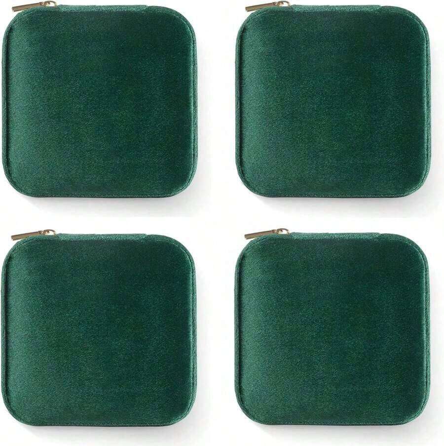 In Stock Immediate Dispatch Plush Velvet Travel Jewelry, Travel Jewelry Organizer, Jewelry Travel, Travel Jewelry Box, Small Jewelry Women, Jewelry Travel Box, Earring Organizer With Mirror - Pink 1SZO - 天鵝絨 4 件裝 - 長春花色 - 查看 1