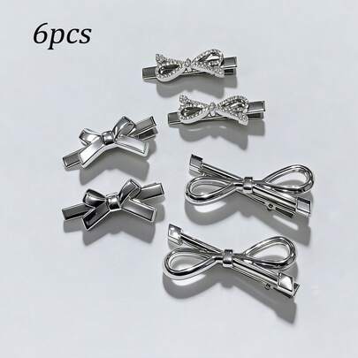 6 chiếc kẹp tóc hình bướm bạc, kẹp tóc mái, phụ kiện tóc thời trang cổ điển dùng hàng ngày, thích hợp để rửa mặt và đắp khẩu trang.