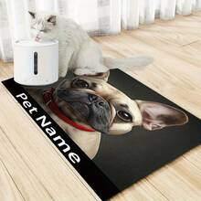 1pc Custom Photo & Name Pet Feeding Flannel Mat - Durable Polyester Training Flannel Mat For Dogs & Cats, Personalized Eating & Rest Area, Unique Gift For Pet Lovers, Home Decor, Dog Food Flannel Mat, Petthemed Decor, Petsafe Flannel Material, Cat Owners, Rug Polyester, Polyvinyl Chloride, Velvet, Plush, Sponge, Entryway, Porch, Bathroom, Bath, Bedroom, Hall, Laundry, Hallway, Living Room, Kitchen, Entry, Laundry Room, Non-Slip, Anti-Slip, Water-Absorbent, Wear-Resistant, Dust-Proof, Waterproof, Easy To Clean, Soundproof, Breathable, Soft, Flexible - Multicolor - View 2