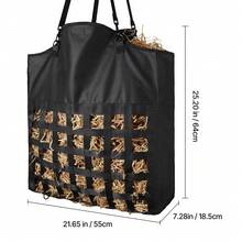 Hay Bag For Horses, 21.65 X 7.28 X 25.2 In, 1.81 X 1.81 In Holes, Premium Nylon Construction With PVC Waterproof Coating, Adjustable Hanging Straps And Metal Hooks, Slow Feed Hay Bag For Horses - Medium Mesh, Woven Tape, 21*7*25 Inch - View 10