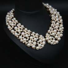 1PC Vintage New Collarbone Necklace Exaggerated Fake Collar Accessory Suitable For Daily Dating And Commuting Outfits - Màu xanh da trời - Xem 2