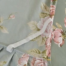 Juego de 3 piezas de falda de cama con volantes dobles de estilo minimalista y moderno con estampado floral, ropa de cama para dormitorio (1 falda de cama, 2 fundas de almohada, sin núcleo interior) - verde menta - Ver 10
