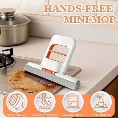 1个多功能手持清洁刷，家用桌面玻璃清洁刷，厨房油炉清洁刷，浴室秤镜擦拭器，可拆卸可更换海绵，小巧便携，易于收纳，学生宿舍桌面除尘神器，宠物毛发地板清洁工具