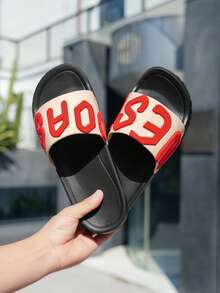 Men's Casual Indoor/Outdoor Flat Slip-On Sandals, Lightweight & Comfortable, Suitable For Beach & Water Activities - Black - View 9