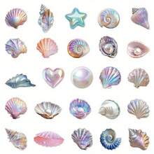 50 pezzi Adesivi divertenti e freschi a forma di conchiglia per decorazione di biciclette, pattini a rotelle, caschi, borracce, articoli sportivi all'aperto, ecc. Forniture per scrapbooking - Quadrato - Visualizzare 3