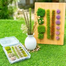 Miniature Static Grass Tufts & Flower Clumps Set For Model Train Diorama, 15x15cm (5.91x5.91in) Artificial Lawn + 1 Box Assorted Color Flower Bushes Kit For Wargaming Terrain, Micro Landscape, Dollhouse Garden, DIY Craft Scenery Building Supplies - Multicolor - View 11