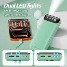 Dual-Cable Multi-Functional 30000mAh Portable Power Bank - High Capacity, Built-In Data Cable Charging, Multiple USB Ports, Travel Essential For Smartphones And Digital Devices, Outdoor Emergency Backup Battery, Travel Power Solution | Compact Power Bank, Durable Battery, Portable Power Station - Black - View 2