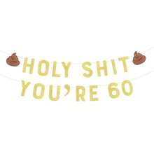 60th Birthday Banner Decorations Set - Gold Glitter 'Cheers To 60 Years' Sign With Funny Party Supplies For Women Men - 60 - 查看 7