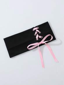 1条装时尚女士柔软防滑蝴蝶结弹力瑜伽运动头带，百搭日常佩戴，适合多种场合，夏季发饰沙滩发带度假运动发带 - 黑色 - 查看 2