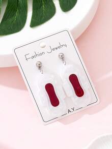 1 par de pendientes de joyería de moda con diseño de toalla sanitaria de acrílico divertido, regalo perfecto para fiestas y reuniones - Multicolor - Ver 3