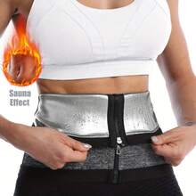 Women's Slimming Sauna Waist Trimmer Belt, Adjustable Zipper Design To Shape Waistline, Improve Posture, Abdominal Control - Grey - View 9