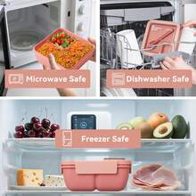 1100ml Adult Bento Lunch Box, Square Meal Prep Container With Utensils And Sauce Compartment, Microwave And Easy To Clean, Suitable For Office, School, Outdoor Hiking - Multicolor - View 5