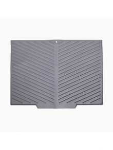 Silicone Drying Mat, Widened Edge - Non-Slip Kitchen Countertop Dish Drying Rack, Soft & Odor-Resistant Drying Pad - Grey - View 6