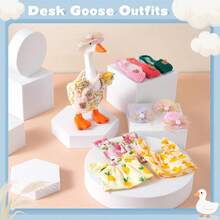 Desk Goose Clothes 7 Inches, Cute Mini Goose Summer Outfits Including Hat Dress And Bag Desk Goose Accessories - 多彩的 - 查看 3