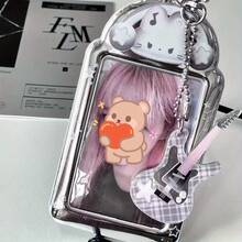 INS Cute Cat & Rabbit Card Holder Rack, PVC Compact 3-Inch Card Display Frame, Rectangular Shape, Decorative Key Chain, Suitable For ID Cards, Bus Cards, ID Photo Frame Pendants - Rectangle - View 6