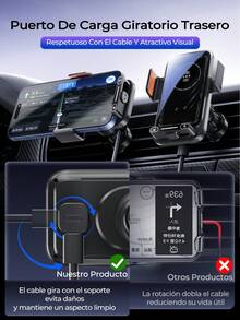 REMAX Cargador de coche totalmente automático con un solo toque, carga inalámbrica de 15W y carga magnética de 66W y por cable, apertura y sujeción automáticas, rotación de 90° con un solo toque, batería recargable incorporada de 200mAh, cargador para iPhone, cargador Tipo C, accesorios para coche, artículos esenciales para coche - Titular - Ver 6