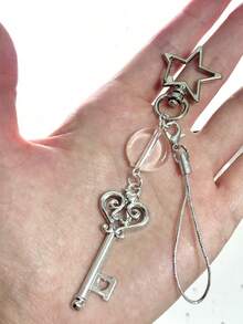 1 pieza Llavero compacto con encanto de "Puerta de las Estrellas", correa para teléfono, colgante con cuentas, cadena colgante para mochila, diseño original - Plateado - Ver 4