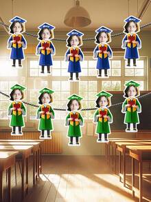 7/14/21pcs Customized Graduation Photo Flower Wreath, Personalized Graduate Face Flag With Name And Gown Color, 3 Color Options Suitable For Graduation Party Decor And Milestone Celebration, Graduation Season, Graduation Party Decoration, Gift For Graduate/College Student/Classmate - Multicolor - View 5
