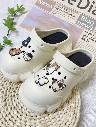 Women's EVA Non-Slip Soft Thick-Soled Sandals With Cartoon Accessories, Suitable For Vacation, Casual Gatherings, And All Indoor And Outdoor Occasions, Providing A Fashionable And Comfortable Wearing Experience