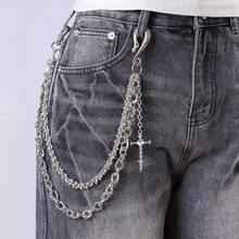 1 chiếc dây xích quần hai lớp hình đầu lâu thời trang mới, dây xích quần mặt dây chuyền hình thánh giá thủ công. - Bạc - Xem 1