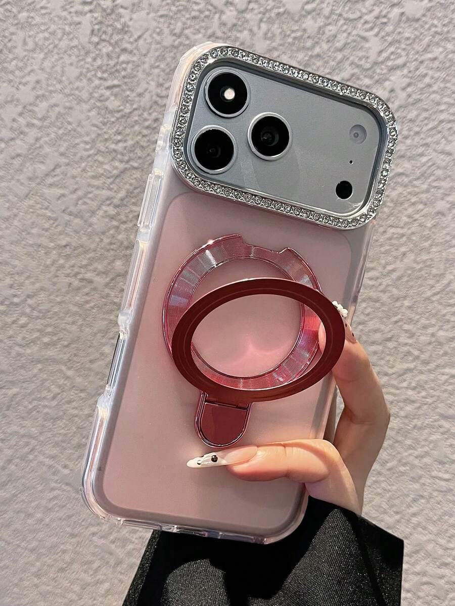 Funda de teléfono con diamante magnético giratorio a 360°, cubierta de protección de lujo para iPhone 17Pro Max, 17Pro, 17, 16Pro Max, 16 Pro, 16, 15 Pro Max, 15 Pro, 15, 14, 13, 12 Pro Max, anti-caída
