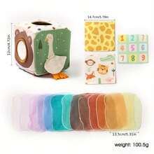 Brinquedo Caixa de Lenços para Bebê, Adequado para Bebês de 6-12 Meses, Brinquedo Montessori para Menino de 1 Ano, com Lenços Amassados e Treinamento de Habilidades Motoras Finas, Adequado para Crianças de 6, 9, 12, 18 Meses, Presente de Aniversário de 1 Ano - Multicolorido - Visão 10