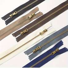3pcs Random Color High-Quality Metal Zipper #5, 15.74-31.49 Inches, Antique Bronze Finish - Suitable For Jackets, Down Jackets And Coats - Available In Khaki, Coffee, Charcoal, Cream, Navy Blue, Black - 3 Random Colors - View 2