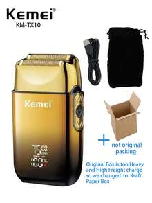 Kemei KM-TX10电动剃须刀，高速7500转/分钟专业男士剃须刀，胡须修剪器，USB充电式剃须刀，光头剃须刀，男士日常使用，双刀网往复式剃须刀 - 彩色 - 查看 12