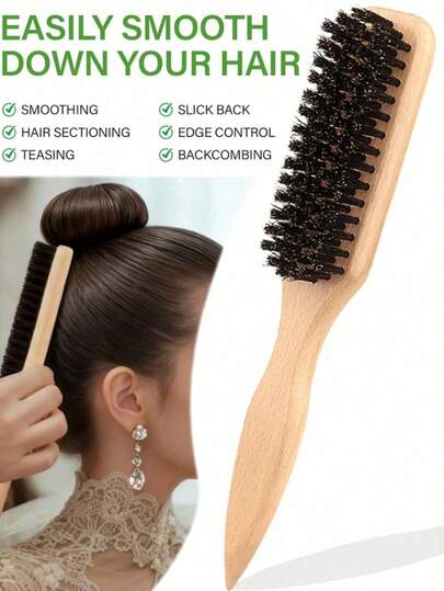 1 Set Unisex Hair Comb & Beard Brush, Odorless Horsehair Professional Hairstyling Comb, Gradient Comb And Clipper Cleaning Brush, Create Smooth Hairstyles For Coarse And Fine Hair, Gradient Comb And Scissor Cleaning Brush, Pompadour Styling Smooth Tool, Hairstyling Set, Hairstyling Tools, Home Hairstyling Accessories, Hairstyling Salon, Beauty Salon And Travel Essential Hairstyling Tools, Hairstyling Products And Accessories