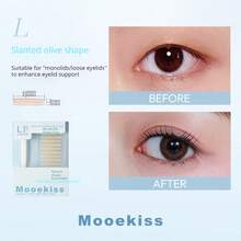 Mooekiss隐形双眼皮贴，防水防汗自粘式眼部提拉贴，自然橄榄形/斜橄榄形，适用于单眼皮/内双/眼袋，持久隐形眼皮贴，两种尺寸可选 - 杏色 - 查看 8