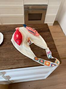 1. 休闲度假风大容量鱼形单肩包；女士钩编波西米亚风单肩包，非常适合海滩、度假和日常使用 - 白色 - 查看 7